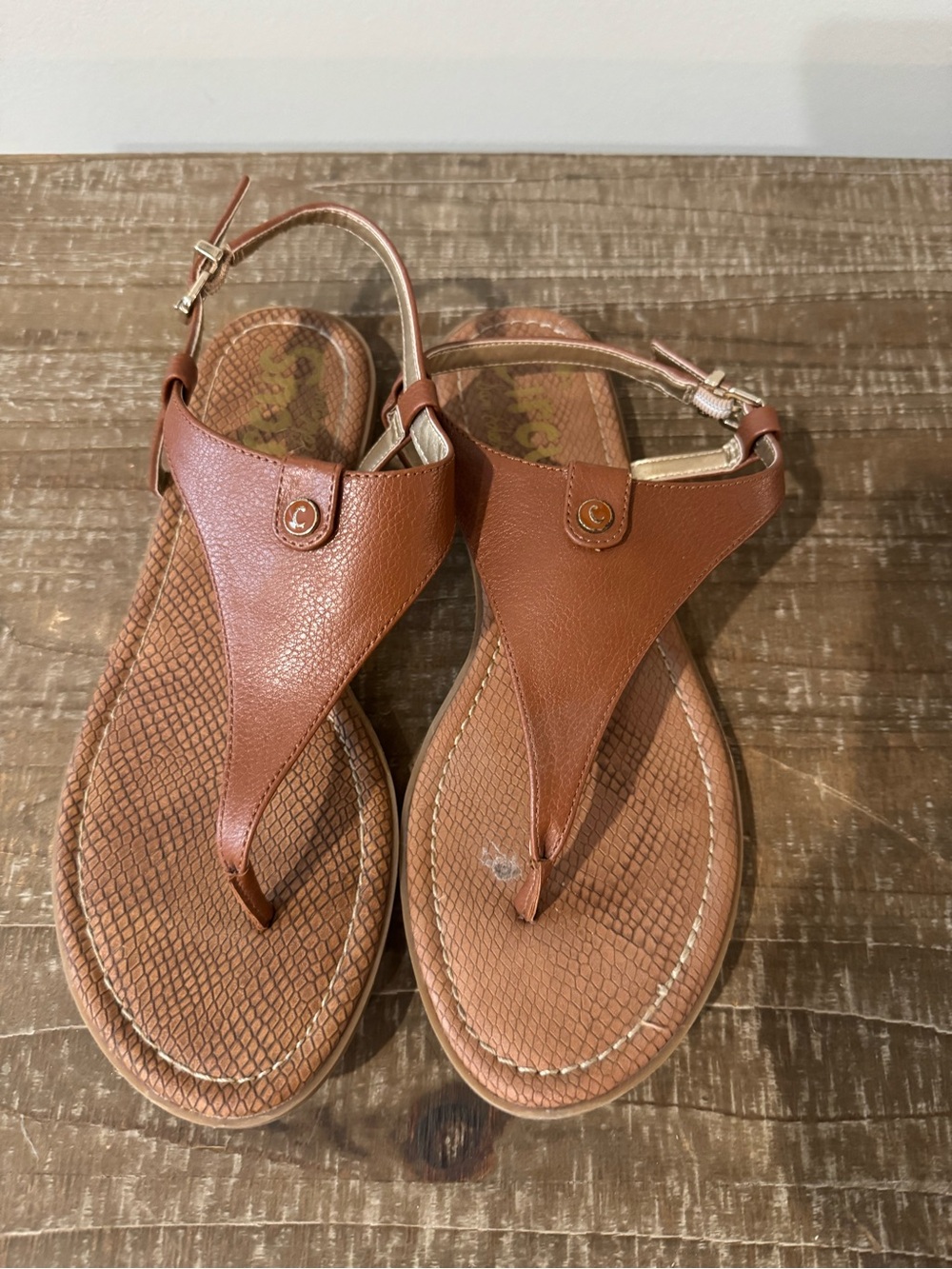 Circus by Sam Edelman Tan Brown Leather Thong Sandals